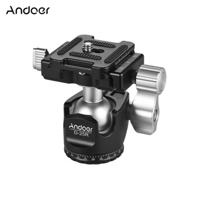 

Andoer D-25R CNC Machining Aluminum Alloy Double Notch Ball Head Mini Ballhead Low Center of Gravity for Manfrotto etc Tripod Mon