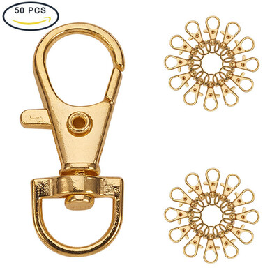 

PH PANDAHALL 50Pcs Golden Alloy Swivel Lobster Claw Clasps with Snap Hook