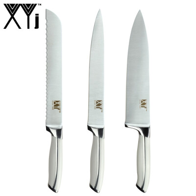 

XYj Kitchen Stainless Steel Knives 3 Piece Set High Carbon Sharp Blade White Handle Knives Sushi Bread Fish Cooking Fruit Tools