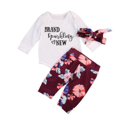 

AU Newborn Baby Girls Floral Top Cotton Rompers Bodysuit Pants Leggings Outfits