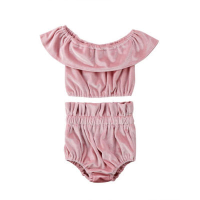 

UK Stock Toddler Baby Girl Off Shoulder Tops Shorts 2Pcs Outfits Clothes Sunsuit