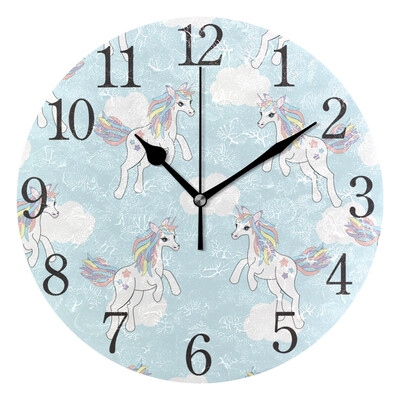 

Wall Clock Flying Unicorn The Sky Round Wall Clock Arabic Numerals Design