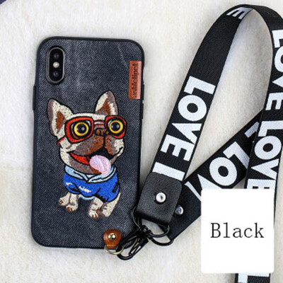 

New iphone X Case Embroidery Cute Mobile Phone Case Cartoon Animal Phone Case