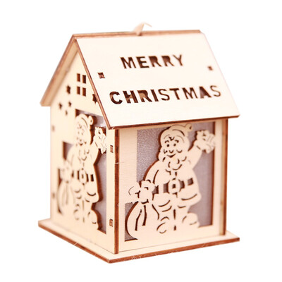 

Christmas Decorative LED Light Wooden House Luminous Cute Christmas Tree Hanging Ornaments Xmas Festival Holiday Decorations Gifts