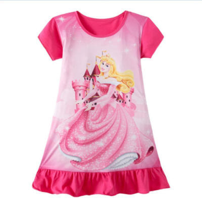 

Toddler Kid Baby Girls Rapunzel Belle Aurora Princess Print Cotton Party Dress B