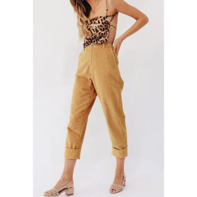 

Womens High Waist Paperbag Cigaratte Striped Trousers Ladies Pants Size -xl