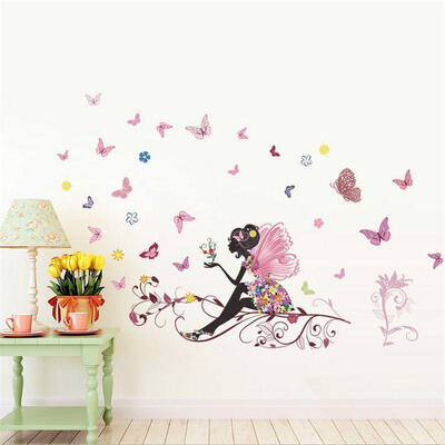 

Removable Wall Sticker Bedroom Decor Girls Flower Fairy Princess Butterfly Flowe