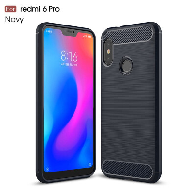 

Fivice Xiaomi Redmi 6 pro case Luxury brushed carbon fiber TPU soft shell