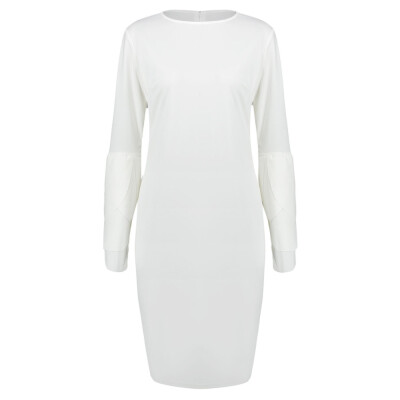 

Round Neck Petal Sleeve Fitted Dress