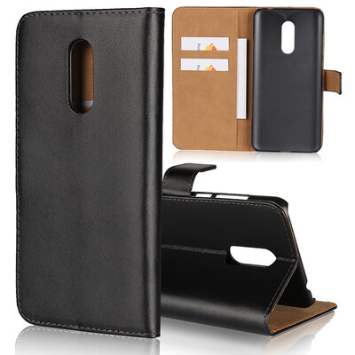 

Xiaomi Redmi 5 Plus Case Genuine Leather Folio Flip Wallet Case Cover Book Design with Kickstand Feature & Magnetic Closure & Car