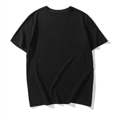 

Beijing Tokyo made JZAO mens black technology 5 seconds submerged solid color heavy round neck T-shirt black  17596A