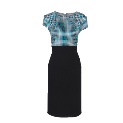 

Elegant Autumn New Style Print Patchwork Women 34 Sleeve Vintage Pinup Casual Work Office Party Bodycon Sheath Plus Size Dress