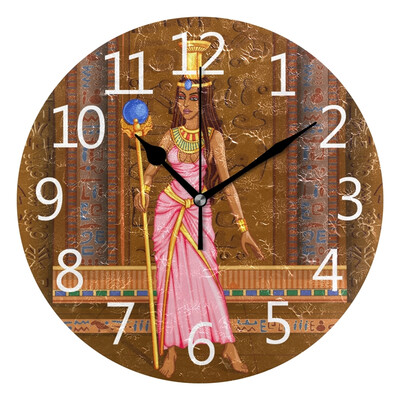

Wall Clock Retro Woman Round Wall Clock Arabic Numerals Design
