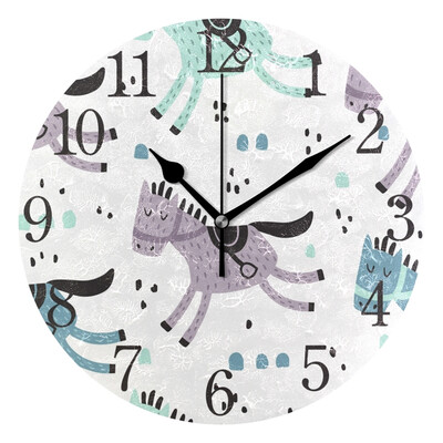 

Wall Clock Arabic Numerals Design Horse Pattern Round