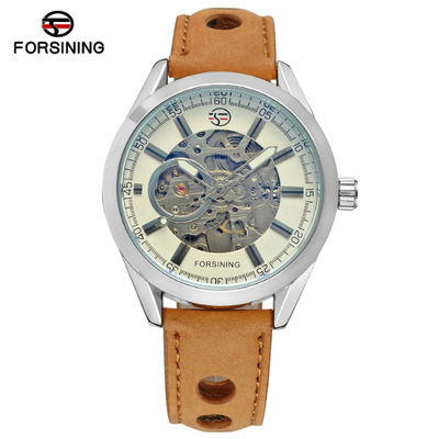

Forsining Mens Casual Sport Watch Genuine Leather Top Brand Luxury Army Military Automatic Mens Wrist Watch Skeleton Clock