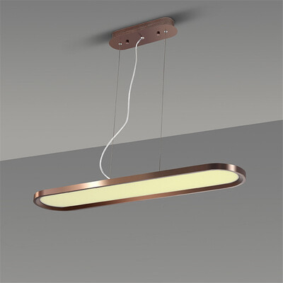 

Baycheer HL487478 Height Adjustable Brown LED Oval Pendant Light 34W 2362" Long Aluminum Linear Hanging Ligh