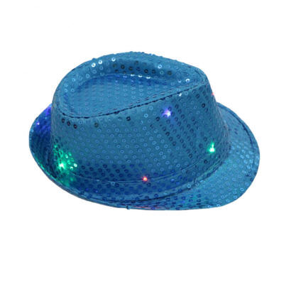 

Flashing Light Up Led Fedora Trilby Sequin Unisex Fancy Dress Dance Party Hat