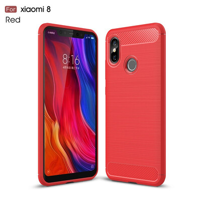 

Fivice Xiaomi Mi 8 case Luxury brushed carbon fiber TPU soft shell