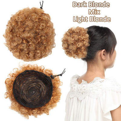 

Afro Bun Extension Puff Ponytail Chignon Hairpiece With Drawstring Afro Kinky Curly Wrap Messy Updo Synthetic For Women