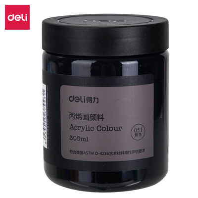 

Deli deli 300ml art painting acrylic paint hand-painted wall painting acrylic paint large bottle outdoor painted textile pigment 73875 black