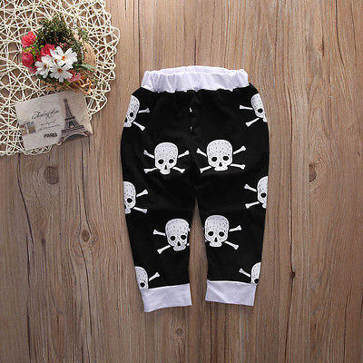 

Newborn Infant Baby Boys Skull Cotton Clothes Romper Tops Pants Trousers Outfits