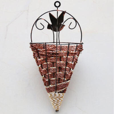 

Wicker Flower Basket Pot Wall Hanging Planter Boxes Basket Home Gardening Decor