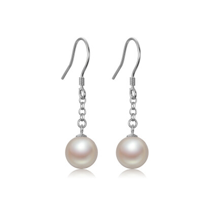 

Jingrun pearl soft 8-9mm round silver inlaid freshwater pearl earrings earrings earrings white