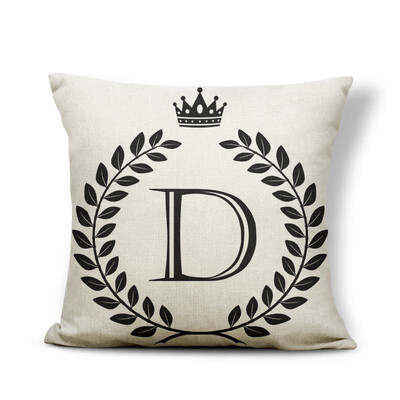 

Alphabet Letter A-Z Cushion Covers Family Initial King Queen Crown Pillow Case School Home Gifts Toss Pillow Large Cotton Linen