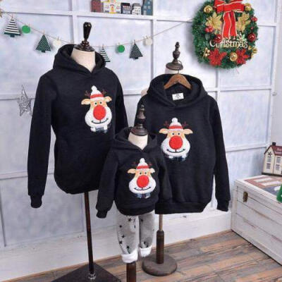 

Family Matching Xmas Christmas Hoodie Set Women Kids Pullover Sweatershirt Top