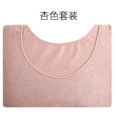 

Autumn apricot thin section ladies seamless thermal underwear sets slim female body warm Beige warm long johns women two piece