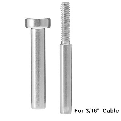 

Stainless Steel Invisible Receiver Stud Swage End Fitting Cable Threaded Stud Terminal For 316" Cable Railing