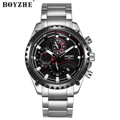 

BOYZHE WL022-G Watch Brand Luminous Waterproof Business Full-automatic Mechanical Men Stainless Steel Wrist Watch with Gift Box