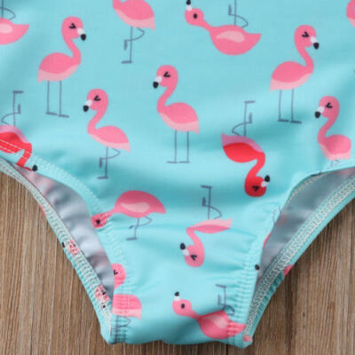 

Baby Kids Girls Flamingo One Shoulder Bikini Swimsuit Swimwear Bathing One-piece