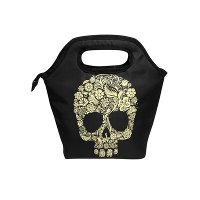 

Lunch Tote Bag Dark Skull Travel Picnic Insulated Lunch Handbags Portable Zipper Lunch Bag Box