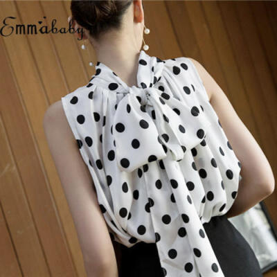 

2018 Summer Chiffon Blouse Shirt Women Tops Shirt Ladies Polka Dot Office Blouse