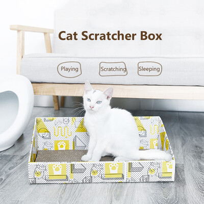 

Cat Scratcher Box Cardboard Cat Scratching Pad Toy Scratch Lounge Sofa Bed for Big Large Cats