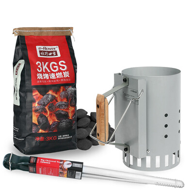 

Barbecue family 6 kg flammable bamboo charcoal grill charcoal clip multi - functional fire barrel barbecue 3 sets