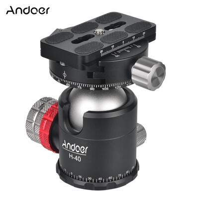 

Andoer H-40 Professional Double Panoramic Head CNC Machining Aluminum Alloy Ball Head Single U Notch Design for Tripod Monopod DSL