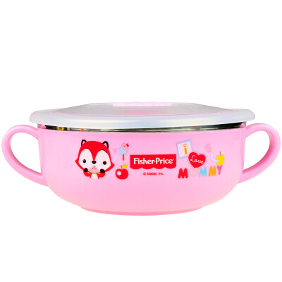 

Fisher-Price children's utensils baby food supplement stainless steel baby ear bowl with lid 350ML pink