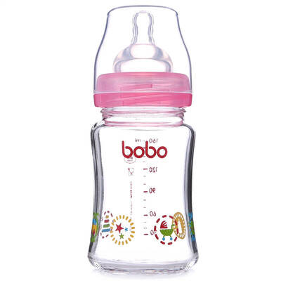 

Lebo bobo newborn baby wide mouth glass bottle 160ml red