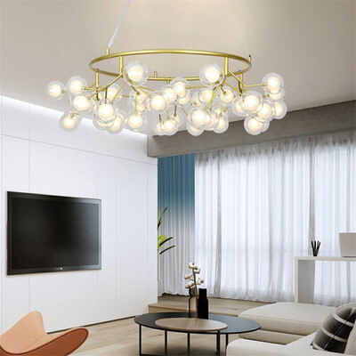 

Baycheer HL487609 Charm Unique Mirror Ball Pendant Lights 3543" Diameter Gold Halo LED Chandelier