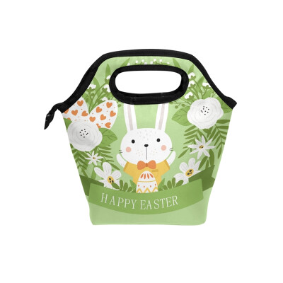 

Lunch Bag Happy Easter 1 Tote Travel Picnic Insulated Handbags Portable Zipper Lunch Bag Box