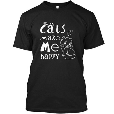 

Cats Make me Happy Tshirt - Hanes Tagless Tee