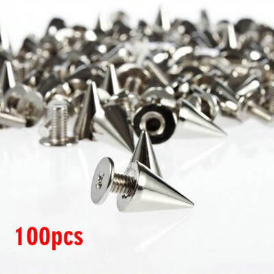 

Silver Rivets Cone Shape Spikes Screwback Studs DIY Craft Cool Punk Metal Fixing Tool Kit for Belts Jackets Leather Crafts&Rep