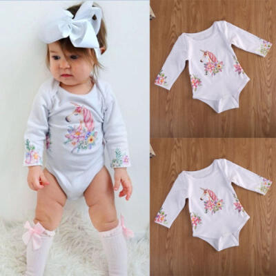 

AU STock Newborn Kids Baby Boy Girl Unicorn Romper Jumpsuit Clothes Outfit 0-24M