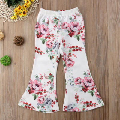 

Summer Beach Soft Baby Girl Kid Bell-Bottom Pants Floral Loose Pants Trousers UK