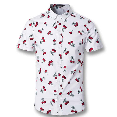 

Men Shirts Short Sleeves Men Printed Shirts 2016 Summer 100% Cotton High Quality MEN SHIRTS Slim Fit Casual Turn Down Collar 5XL
