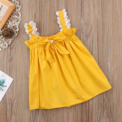 

AU Princess Kids Baby Girl Lace Dress Ruffles Bow Party Dresses Sundress Clothes