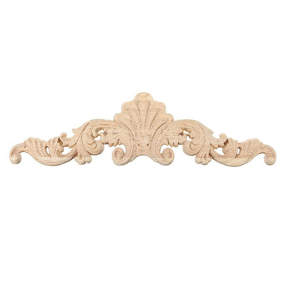 

UpperX Wood Carved Corner Onlay Applique Frame Decor Furniture Craft Unpainted Type205Cm