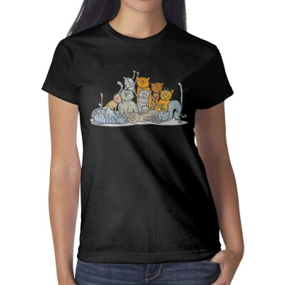 

Women Lazy cat Big cat Cotton T-Shirt Short-Sleeve Lovely tee